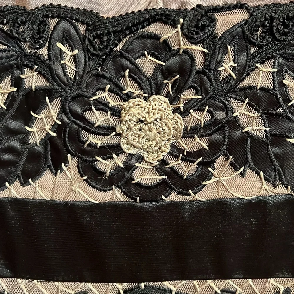 NWT Sue Wong Black and Taupe Embroidered Dress - Picture 5 of 8